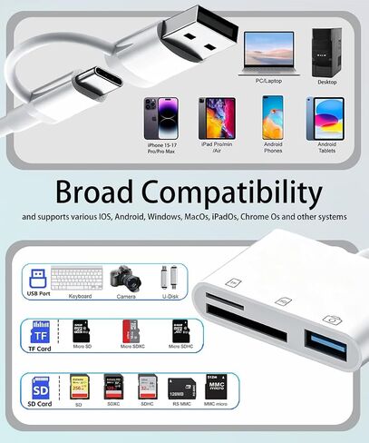 USB C & USB to SD Micro SD Memory Card Reader Digital Camera Viewer Adapter in Saudi Arabia