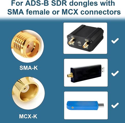 FlightAware ADS-B Antenna 1090MHz & 978MHz Dual Band w/ 10ft SMA Cable MCX Adapter High Gain 5dBi for ADSB FlightAware Software Defined Radios (SDRs) Flight Aviation Adsbexchange in Saudi Arabia