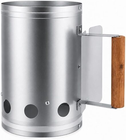 Charcoal Chimney Starter - BBQ Chimney Starter with wood heat insulation handle, charcoal grill accessory for outdoor bbq, camping fire(S) in Saudi Arabia