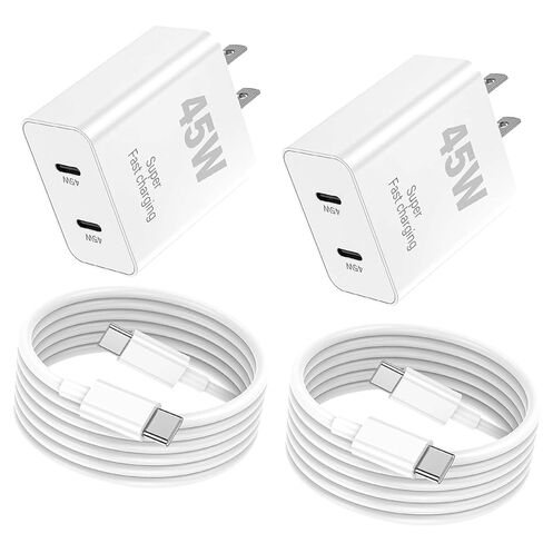 45W iPhone 17 16 15 Charger Fast Charging, 2-Pack Dual Port USB C Wall Charger Block with 2-Pack 6ft 60W Type C to USB C Cable, PD Fast Charger for iPhone 17 Pro Max/17 Air/16/15, iPad Pro in Saudi Arabia