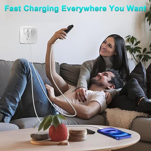 45W iPhone 17 16 15 Charger Fast Charging, 2-Pack Dual Port USB C Wall Charger Block with 2-Pack 6ft 60W Type C to USB C Cable, PD Fast Charger for iPhone 17 Pro Max/17 Air/16/15, iPad Pro in Saudi Arabia