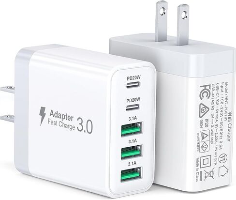 2Pack USB C Fast Charger Block, 60W 5-Port USBC Wall Charger Plug Adapter in Saudi Arabia