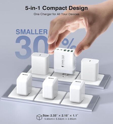 2Pack USB C Fast Charger Block, 60W 5-Port USBC Wall Charger Plug Adapter in Saudi Arabia