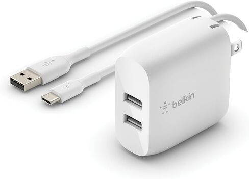 Belkin 24W Dual Port USB Charger Block, Fast Charging for Travel in Saudi Arabia
