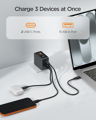 wegear 70W GaN USB C Charger Block with Smart Display & Touch Control, 3-Port PD3.0 Fast Wall Charger, Foldable Plug Power Adapter for MacBook Air/Pro, iPhone 17/16, iPad, Galaxy S25/S24 in Saudi Arabia