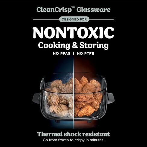 Ninja Crispi Air Fryer, Microwave, Freezer & Dishwasher Safe, Non Toxic Glass Portable Cooking System, 4 QT & 6 Cup Glass Containers with Storage Lids, Easy Meals, Air Fry, Bake, Green (Renewed) in Saudi Arabia