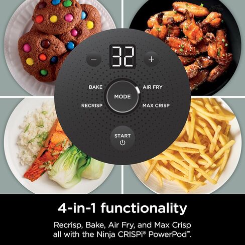 Ninja Crispi Air Fryer, Microwave, Freezer & Dishwasher Safe, Non Toxic Glass Portable Cooking System, 4 QT & 6 Cup Glass Containers with Storage Lids, Easy Meals, Air Fry, Bake, Green (Renewed) in Saudi Arabia