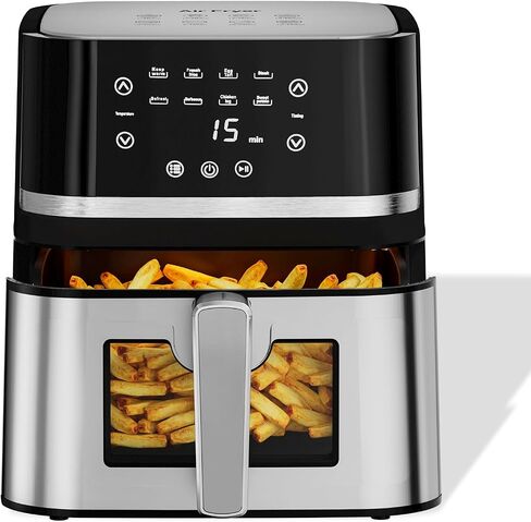 Stainless Steel 8L Large Digital Air Fryer with Window in Saudi Arabia