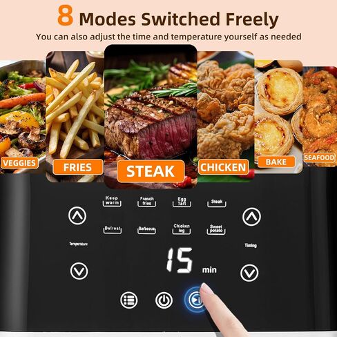 Stainless Steel 8L Large Digital Air Fryer with Window in Saudi Arabia