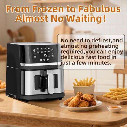 Stainless Steel 8L Large Digital Air Fryer with Window in Saudi Arabia