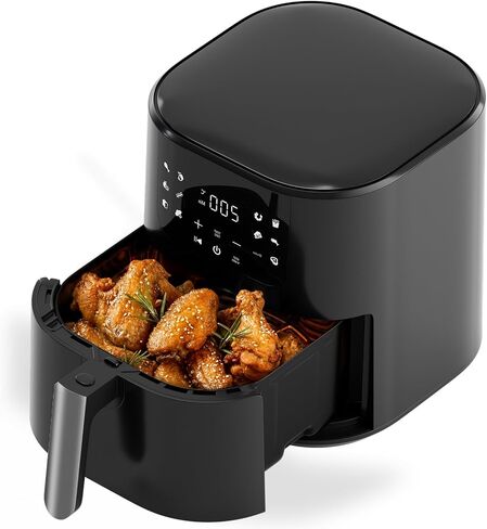 Qido Air Fryer, 5.28 QT Square Airfryer with Visual Window, 400°F Fast Heating Air Fryers Oven with One-Touch Presets, Auto-Off, Dishwasher-Safe Nonstick Basket, Multiple 8 in 1 Function, Light Black in Saudi Arabia
