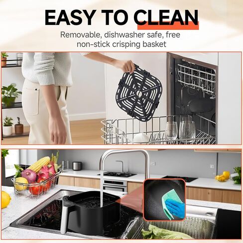 Qido Air Fryer, 5.28 QT Square Airfryer with Visual Window, 400°F Fast Heating Air Fryers Oven with One-Touch Presets, Auto-Off, Dishwasher-Safe Nonstick Basket, Multiple 8 in 1 Function, Light Black in Saudi Arabia