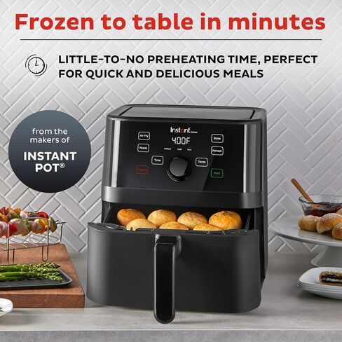 Instant Pot Vortex 5.7QT Air Fryer With Accessories, Custom Smart Cooking Programs, 4-in-1 Functions that Crisps, Roasts, Bakes and Reheats, 100+ In-App Recipes, from the Makers of Instant Pot, Black in Saudi Arabia