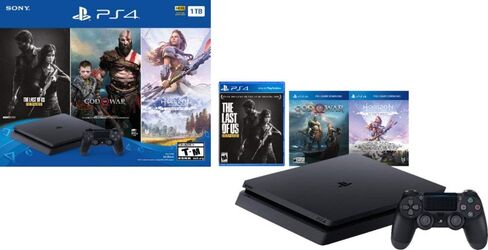 Newest Flagship Sony Play Station 4 2TB SSHD Only on Playstation PS4 Console Slim Bundle - 3X Games (The Last of Us, God of War, Horizon Zero Dawn) 2TB SSHD Fast Boot Incredible Games -Jet Black in Saudi Arabia