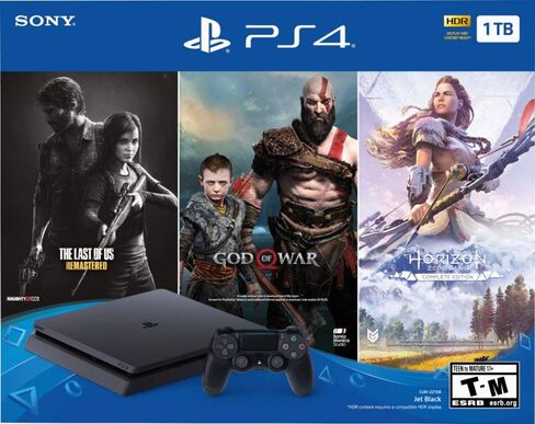 Newest Flagship Sony Play Station 4 2TB SSHD Only on Playstation PS4 Console Slim Bundle - 3X Games (The Last of Us, God of War, Horizon Zero Dawn) 2TB SSHD Fast Boot Incredible Games -Jet Black in Saudi Arabia