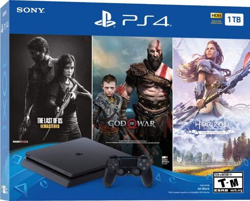 Newest Flagship Sony Play Station 4 2TB SSHD Only on Playstation PS4 Console Slim Bundle - 3X Games (The Last of Us, God of War, Horizon Zero Dawn) 2TB SSHD Fast Boot Incredible Games -Jet Black in Saudi Arabia