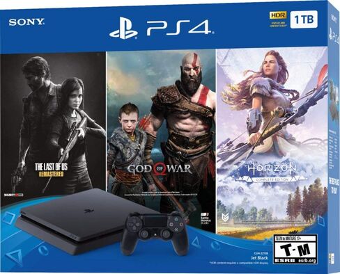 Newest Flagship Sony Play Station 4 2TB SSHD Only on Playstation PS4 Console Slim Bundle - 3X Games (The Last of Us, God of War, Horizon Zero Dawn) 2TB SSHD Fast Boot Incredible Games -Jet Black in Saudi Arabia