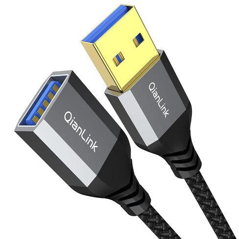 QianLink USB 3.0 Extension Cable (3.3FT), Nylon Braided USB Extender Compatible with Webcam, Camera, Phone, Hub, Mouse, Keyboard, Printer, Hard Drive, Headset (Gray) in Kuwait