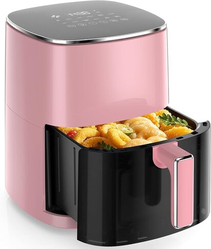 Sweetcrispy 6QT Air Fryer with Window, Square Airfryer Oven 12-in-1 for Family, 400°F Rapid Air Crispy Technology, Roast Bake Dehydrate, Nonstick & Easy-Clean Basket, Pink in Saudi Arabia