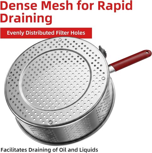 10QT Deep Fryer Pot with Basket, Fish Fryer Pot Thermometer, Tong, Syringe in Saudi Arabia