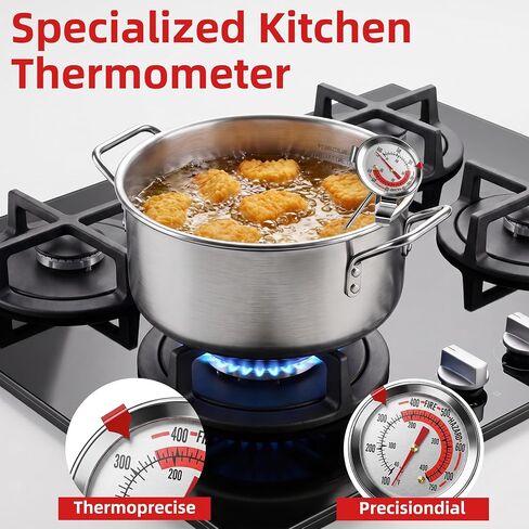 10QT Deep Fryer Pot with Basket, Fish Fryer Pot Thermometer, Tong, Syringe in Saudi Arabia