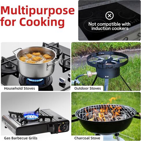 10QT Deep Fryer Pot with Basket, Fish Fryer Pot Thermometer, Tong, Syringe in Saudi Arabia