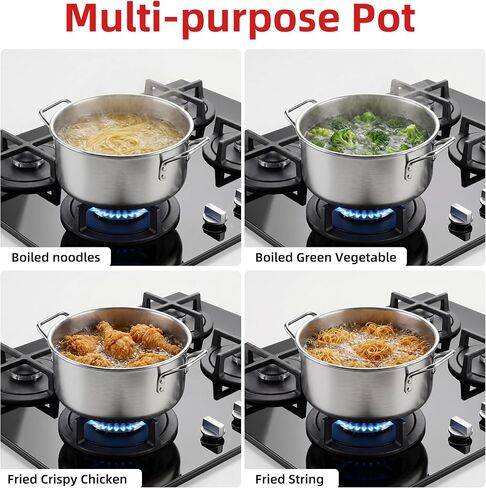 10QT Deep Fryer Pot with Basket, Fish Fryer Pot Thermometer, Tong, Syringe in Saudi Arabia