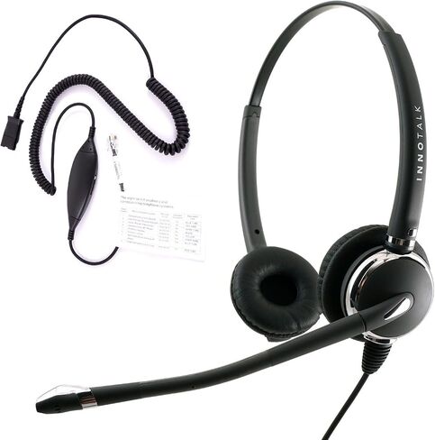 INNOTALK Voice Tube RJ9 Headset - Replaceable Mic Tube Binaural Headset + Virtual Compatibility RJ9 Headset Cord Compatible with Cisco Avaya Nortel in Saudi Arabia