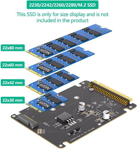 M.2 NGFF Key B SATA SSD to IDE ATA 44 Pin Adapter, Support 2230/2242/2260/2280,(Black) in Saudi Arabia