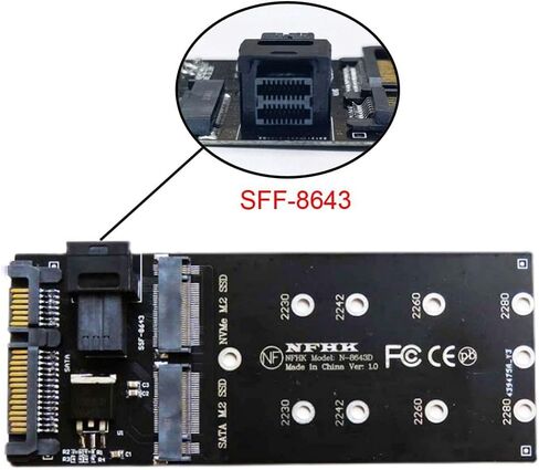 محول بطاقة توسيع chenyang M.2 NGFF إلى SATA وNVME PCIe SSD إلى SFF-8643 للوحة الرئيسية (لا يعمل NVME SSD إلى SATA) in Saudi Arabia