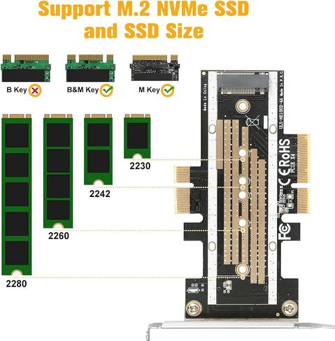 M.2 NVMe SSD to PCIe X16/X8/X4/X1 Adapter Card, PCIe to M.2 in Saudi Arabia