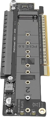 PCIe 5.0 X16 to Dual M.2 M Key Adapter Card, NVMe PCIe Expansion Card with X8 X4 X4 Split, Supports 2230 2242 2260 2280 22110 SSD for High Speed Storage Expansion in Saudi Arabia