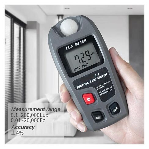L1 Digital Lux Meter 200000 Lux Light Meter FC/Lux High Accuracy LCD Tester in Saudi Arabia