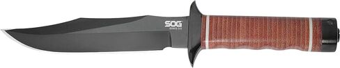 SOG Bowie 2.0 Fixed Blade Knife-Tactical Knife with 6.4 Inch Blade, Hunting Knife with Hard Case TiNi Coating and AUS-8 Steel, Leather Knife Sheath (S1T-L),Brown in Saudi Arabia