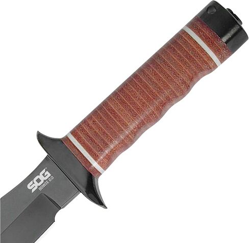 SOG Bowie 2.0 Fixed Blade Knife-Tactical Knife with 6.4 Inch Blade, Hunting Knife with Hard Case TiNi Coating and AUS-8 Steel, Leather Knife Sheath (S1T-L),Brown in Saudi Arabia