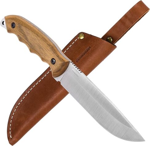 BPSKNIVES HK6 - Handmade Stainless Steel Knife - Fixed Blade Full Tang Bushcraft Knives - Scandinavian Camping Hunting Knife With Leather Sheath - Utility Outdoor Knives in Saudi Arabia