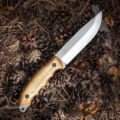 BPSKNIVES HK6 - Handmade Stainless Steel Knife - Fixed Blade Full Tang Bushcraft Knives - Scandinavian Camping Hunting Knife With Leather Sheath - Utility Outdoor Knives in Saudi Arabia