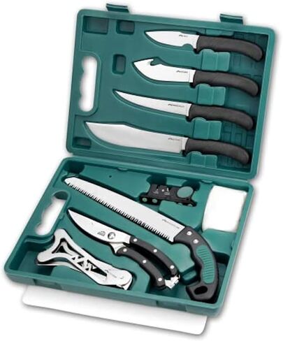 OUTDOOR EDGE Game-Pro 11-Piece Butcher Knife Set | Caping & Boning Knives, Deer Skinning Knife, Bone Saw, Game Shears, Sharpener & Rib Spreader in Hard-Side Case | Elite Elk & Deer Hunting Gear in Saudi Arabia