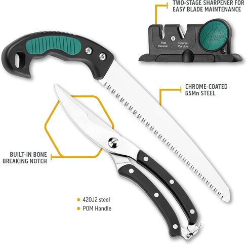OUTDOOR EDGE Game-Pro 11-Piece Butcher Knife Set | Caping & Boning Knives, Deer Skinning Knife, Bone Saw, Game Shears, Sharpener & Rib Spreader in Hard-Side Case | Elite Elk & Deer Hunting Gear in Saudi Arabia
