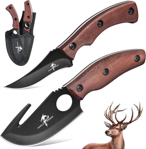 Purple Dragon Fixed Blade Deer Skinning Hunting Knife Set with Sheath in Saudi Arabia