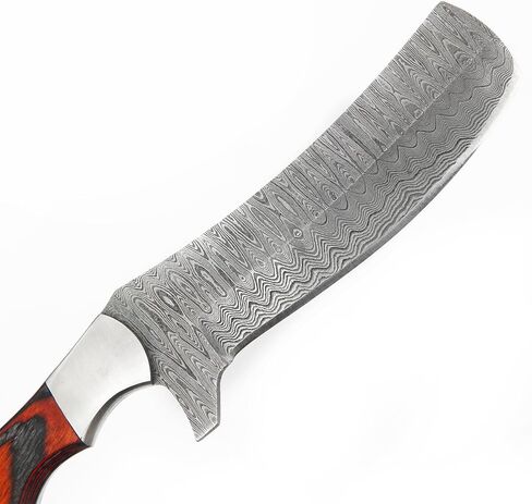 Handmade Damascus Bull Cutter Knife with Sheath for Belt | Damascus Steel Hunting Fixed Blade Cowboy Hunting Knife | EDC Skinning Knife for Outdoor Camping in Saudi Arabia