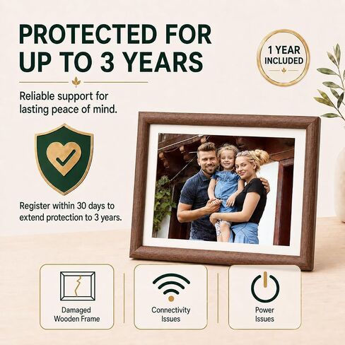 Walnut Wood 8" Digital Picture Frame, Anti-Glare, 48GB Total Storage: 16GB Built-in + 32GB MicroSD, Small Electronic Photo Frame, 1280x800 HD Touchscreen, Auto Rotate, WiFi Sharing in Saudi Arabia