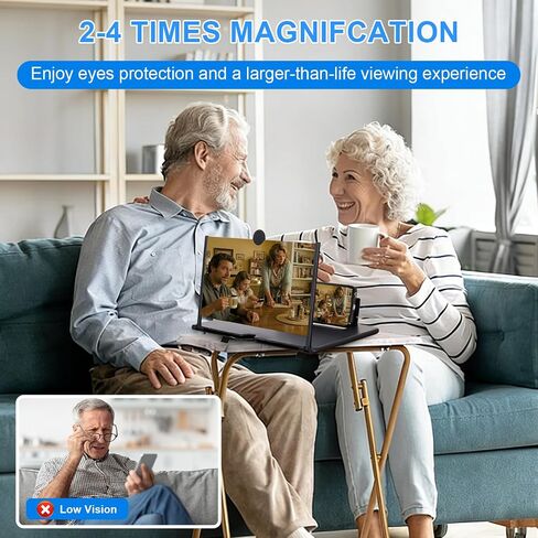 Phone Magnifier Screen, 12inch HD Mobile Screen Magnifier Version Enlarger for Movies Videos Games, Clear, Lightweight Foldable Mobile Phone Holder Compatible with All Smartphones (Black) in Saudi Arabia