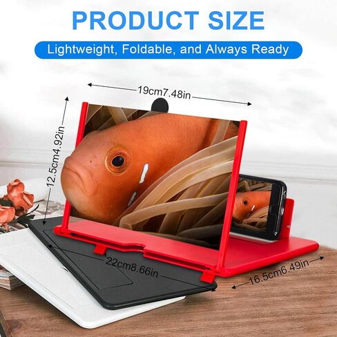 Phone Magnifier Screen, 12inch HD Mobile Screen Magnifier Version Enlarger for Movies Videos Games, Clear, Lightweight Foldable Mobile Phone Holder Compatible with All Smartphones (Black) in Saudi Arabia