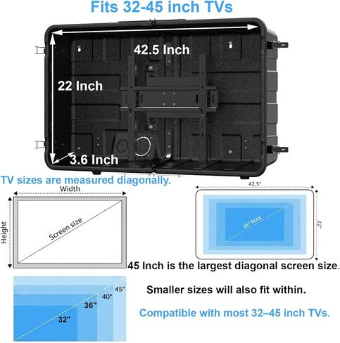 Regetek Outdoor TV Enclosure for 32-45 Inch TV,Weatherproof Hard TV Cover in Saudi Arabia