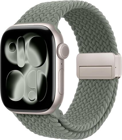 Braided Magnetic Band Compatible with Apple Watch 38mm 40mm 41mm 42mm 44mm 45mm 46mm 49mm, Soft Nylon Stretchy Sport Loop Strap for iWatch Series 11 10 9 8 7 6 5 4 3 2 1 Ultra SE Women Men in Kuwait