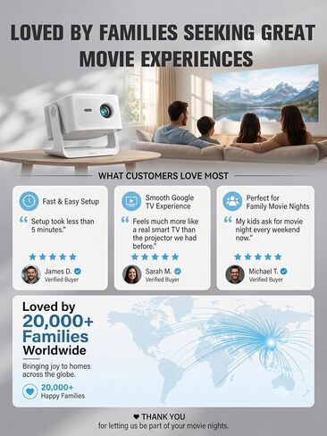 【Official Licensed Google TV】4K Smart Projector with WiFi and Bluetooth, VOPLLS Outdoor Projectors with Dolby/Auto Focus, Portable Movie Phone Wireless Gaming Wifi Proyector for Bedroom/Home/Ceilling in Saudi Arabia