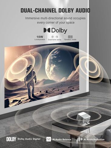 【Official Licensed Google TV】4K Smart Projector with WiFi and Bluetooth, VOPLLS Outdoor Projectors with Dolby/Auto Focus, Portable Movie Phone Wireless Gaming Wifi Proyector for Bedroom/Home/Ceilling in Saudi Arabia