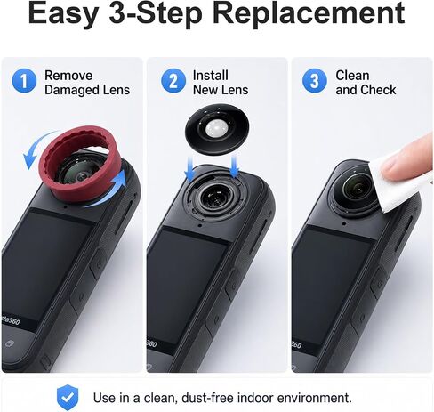 Littlefixter Camera Glass Lens Replacement Kit for Insta360 X5, Optical Glass Cover with Lens Open Removal Tool in Saudi Arabia