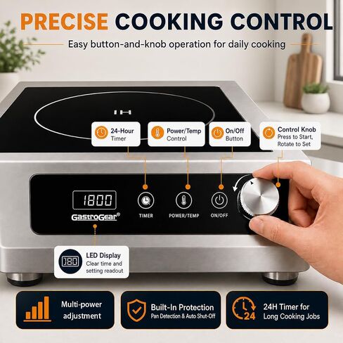 1800W Commercial Induction Cooktop, 120V Large Induction Burner in Saudi Arabia